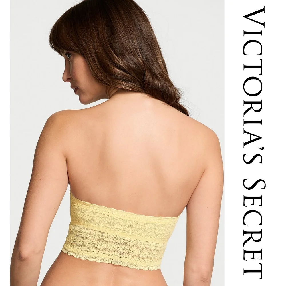 Victoria's Secret - Daisy Lace Lightly Lined Bandeau Top - Lrg - Yellow - Picture 2 of 4